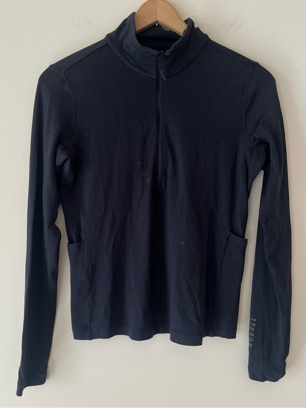 Nobull Merino Wool Blend 1/2 Zip Black Pockets Size Small